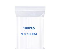 100 Grip Seal Bags Resealable Zip Lock Poly Bag 9 X 13cm Small Plastic Bags, Clear Reusable Jewelry Zipper Bag for Beads Medicine Snacks Seeds Coins