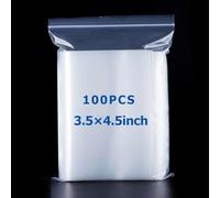 100 Grip Seal Bags - Small Plastic Bags Sealable, Mini Plastic Bag, Strong Resealable Clear Bag, Poly Sealable Zip Lock for Jewelry Storage, Candies, Coins, Medicine (3.5 x 4.5 Inch)