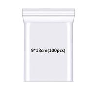 100 Grip Seal Clear Plastic Bags for Kitchen Storage, Jewellery, Cookies and Sweets Packaging - Small Ziplock Sealable Bags (9 * 13cm)