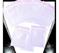 100 Grip Seal Zip Lock Plastic Packaging Bags - 5 x 7 CM or 9 x 6" - Storage for Food, Liquid, Home & Office - Premium U.K (Pink Seal, 9x6 inch)