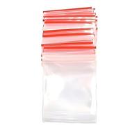 100 Grip Seal Zip Lock Plastic Packaging Bags - 5 x 7 CM or 9 x 6" - Storage for Food, Liquid, Home & Office - Premium U.K (Red Seal, 5x7cm)