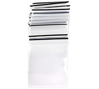 100 Grip Seal Zip Lock Plastic Packaging Bags - 5 x 7 CM or 9 x 6" - Storage for Food, Liquid, Home & Office - Premium U.K (Black Seal, 5x7cm)