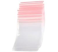 100 Grip Seal Zip Lock Plastic Packaging Bags - 5 x 7 CM or 9 x 6" - Storage for Food, Liquid, Home & Office - Premium U.K (Pink Seal, 5x7cm)