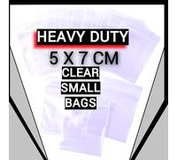 100 Grip Seal Zip Lock Plastic Packaging Bags - 5 x 7 CM or 9 x 6" - Storage for Food, Liquid, Home & Office - Premium U.K (Clear Seal, 5x7cm)