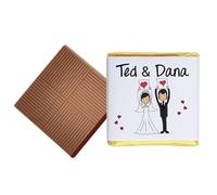 100 Groom and Bride Personalised Chocolate Wedding Favours (Plain Mint)