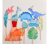 100% hand made paper Jurassic Dinosaur volcano cake topper T rex jungle forest animal style boys birthday cake decoration topper