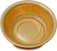 100% Handmade Copper Bowl for Pedicure, Portable Foot Bath Basin with Curled Rim, Metal Fire Pit for Camping Picnic, Large Capacity Foot Tub for Home Wedding(Brass,34cm)