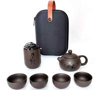 100% Handmade Portable Purple Clay Chinese Kung Fu Tea set Tea Pot set Porcelain Teapot & Teacups with a Portable Travel Bag