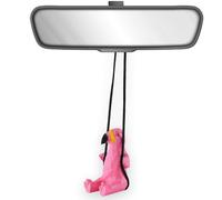 100% Handmade Wooden Swinging Flamingo Car Hanging Ornament - Cute Hand Carved Painted Wood Flamingo Figurine Car Mirror Hanging Accessories Decor Gifts (Flamingo)