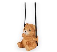 100% Handmade Wooden Swinging Ted-Bear Car Hanging Ornament - Cute Hand Carved Painted Wood Figurine Car Mirror Hanging Accessories Decor Gifts