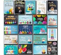100 Happy Birthday Cards Bulk, Folded with Envelopes, Stickers, Large 5x7 Inch, and Generic Birthday Greetings Inside for Office, Business, Employees and Personal