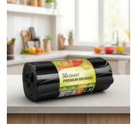 100 Heavy Duty Black Bin Bags 55 Litre - Strong Refuse Sacks, Leak Resistant Bin Liners for Kitchen, Home, Office, Garage, Hotel, Care Home & Industrial Waste Disposal (Black, Size: 725mm x 850mm)