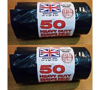 100 Heavy duty black refuse sack strong thick rubbish bags bin liners 120L, 18'x29'x33'