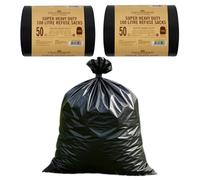 100 Heavy Duty Refuse Sacks - Every Day Use Black Bin Bags - 100L Strong Refuse Sacks - For Household Waste Garden Rubble - Extra Strong Bin Liners.