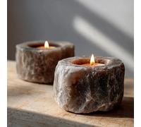 100% Himalayan Natural Therapeutic Rock Salt Candle Holder - Rare Pink, Grey, and White Salt Crystal Tealight Holder | Ideal Home Décor Gift - 1pc in a Cardboard Box - From Punjab, Pakistan
