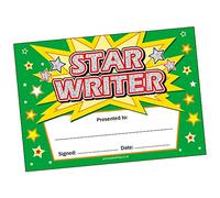 100 Holographic Sparkly Star Writer Stars Motivational Childrens Pupils School Teachers Praise Reward Certificates Value Pack A5 Primary Teaching Services