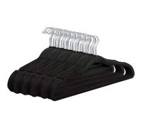 (100) Home Treats Black Flocked Velvet Hangers | Thin Non-Slip Space Saving Coat Hangers | Steel 360 Degree Swivel Hook
