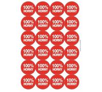 100% Horny Circular Matt Paper Stickers A4 Sheet of 24 (Each Sticker is 45mm Diameter)