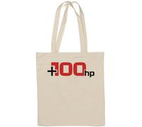+ 100 Horse Power Up Drag Race Racing Natural Cotton Tote Bag White