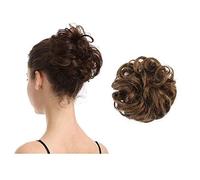 100% Human Hair Scrunchies, BARSDAR Curly Messy Bun Hairpiece Extensions Wedding Hair Pieces for Women Messy Bun Real Hair Updo Donut Chignons 6#-Medium Chestnut Brown