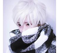 %100 Human Wigs Adult Men For Carnivals Wig Perfect Short Band Wig White wig Hair Clip Thick Hair (White, One Size)