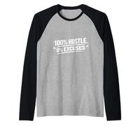 100% Hustle, 0% Excuses Raglan Baseball Tee