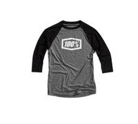 100 PERCENT ICON 3/4 SLEEVE TECH TEE GREY/BLACK ADULT CASUAL T-SHIRT