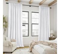 100 Inch Curtains Long, Greyish White Blackout Back Tab Room Darkening Polished & Tailored Faux Linen Black Out Curtains for Bedroom Living Room 2 Panels Set, 52 in Wide, Ash Oyster White