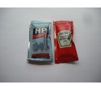 100 Individual HP Brown Sauce Sachets & 100 Heinz Tomato Sauce Individual Sachets