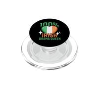 100% Irish Drama Queen Funny Ireland Roots Flag Heart PopSockets PopGrip for MagSafe