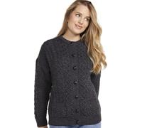100% Irish Merino Wool Cardigan Sweater (Charcoal, X-Large)