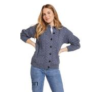 100% Irish Merino Wool Cardigan Sweater (Navy, Small)