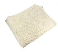 100% Irish Merino Wool Cream Wool Blanket by Carraig Donn