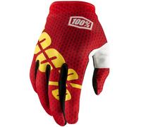 100% iTrack Dot Motocross Gloves, red/yellow, size S