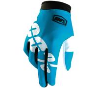 100% iTrack Motocross Gloves, white-blue, size S for Men