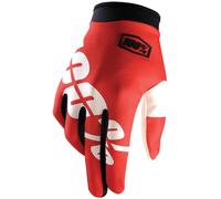 100% iTrack Motocross Gloves, white-red, size S for Men