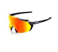 100% Korbin Sunglasses Gloss Metallic Black/ Hiper Red Mirror Lens