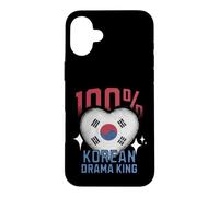 100% Korean Drama King Funny Korea Roots Flag Heart Case for iPhone 16 Plus