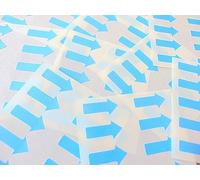 100 Labels, 20x10mm Arrow Shape, Light Blue, Removable/Low Tack Colour Code Stickers, Self-Adhesive Sticky Coloured Labels