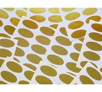 100 Labels, 25x12mm Oval, Shiny Gold, Colour Code Stickers, Self-Adhesive Sticky Coloured Labels