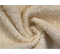 100% Lambs Wool Sherpa Fleece Sheepskin Fabric Material - Cream, 1Mtr 100cmx150cm