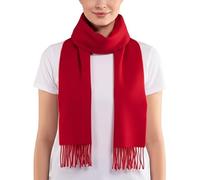 100% Lambswool Extra Long Scarf Made in Scotland - Authentic Scottish Tartans - Soft, Breathable Wool Scarf for Men & Women - Luxurious Tartan - Gift for Christmas (Red Plain Modern Tartan)