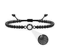 100 Languages I Love You Bracelet Adjustable for Couples Best Friends - 4mm Copper Beads Bracelet Romantic Gift for Women Men Y4174 (Black)