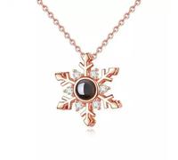 100 Languages I Love You Snow Flake Charm Pendant Necklace Valentine's Day Gift-Rose Gold