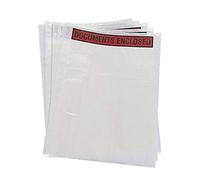 100 Large A4 Size Printed Peel + Seal Clear Document Enclosed Wallets 230 x 328mm / 9 x 12.5" Postal Mailing Packaging Packing Shipping Postage Pouches Bags Address Envelopes Labels Stickers Slips