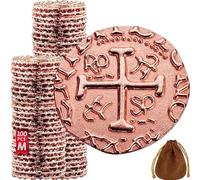 100 Large Rose Gold Metal Pirate Coins, Treasure Coin Set, Diam.: 25 mm