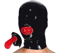 100% latex head mask BDSM mask with nostrils and mouth gag without eye holes, full bondage mask, zip at the back, fetish erotic cosplay sex toy for couples, men and women