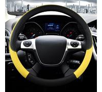 100% Leather Car Steering Wheel Cover For Ford For Focus 2 3 MK1 MK2 MK3 Auto Interior Accessories Auto Accessories Styling(Yellow)