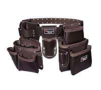 100% Leather Electrician Tool Pouch with Adjustable Belt,Stylish Tool Bag for Waist with 19 Pockets, Perfect for Carpenters,Plumbers, Electricians,Craftsmen,and Handymen