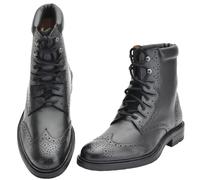 100% Leather Ghillie Brogue Boots Made in Scotland - Traditional Kilt Shoes with Rubber Sole - Authentic Scottish Brogues for Men & Women - Comfortable Fit Highland Outfit Footwear - UK 8 Black
